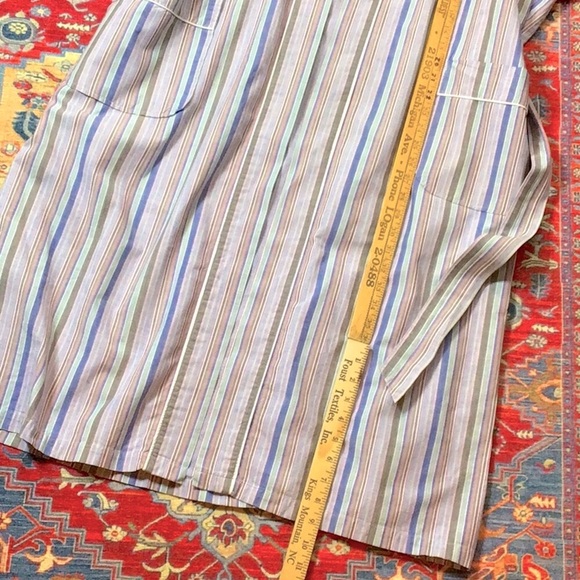 VTG BILL BLASS Cotton Multi Stripe Self Tie with Pockets Bath Robe - Picture 6 of 8